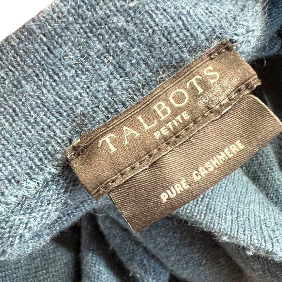 Talbots Teal Pure Cashmere Sweater 3/4 Sleeves Size Petite Small - Picture 9 of 11